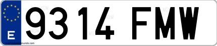 Ejemplo de matrícula española 9314 FMW