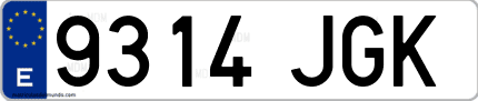 Ejemplo de matrícula de coche ordinaria 9314 JGK