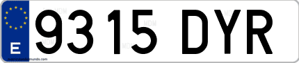 Ejemplo de matrícula de coche ordinaria 9315 DYR