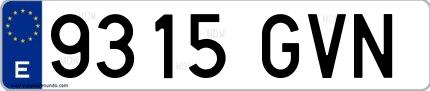 Ejemplo de matrícula española 9315 GVN