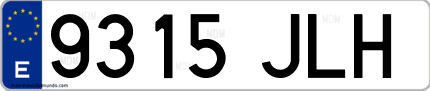 Ejemplo de matrícula de coche ordinaria 9315 JLH