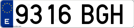 Ejemplo de matrícula de coche ordinaria 9316 BGH