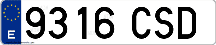 Ejemplo de matrícula de coche ordinaria 9316 CSD