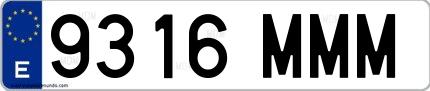 Ejemplo de matrícula española 9316 MMM