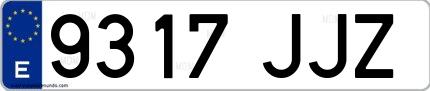 Ejemplo de matrícula española 9317 JJZ