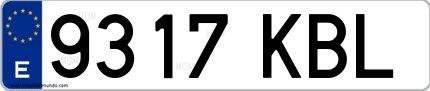Ejemplo de matrícula española 9317 KBL