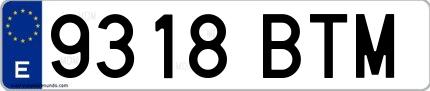 Ejemplo de matrícula española 9318 BTM