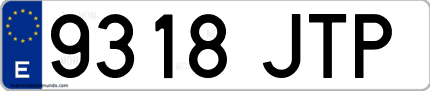 Ejemplo de matrícula de coche ordinaria 9318 JTP