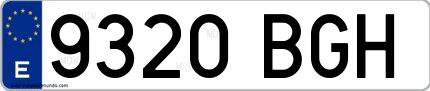 Ejemplo de matrícula española 9320 BGH