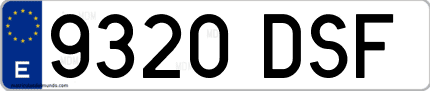 Ejemplo de matrícula de coche ordinaria 9320 DSF