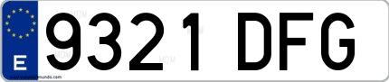 Ejemplo de matrícula española 9321 DFG