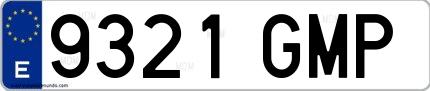 Ejemplo de matrícula española 9321 GMP