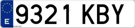 Ejemplo de matrícula española 9321 KBY
