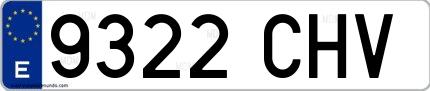 Ejemplo de matrícula española 9322 CHV