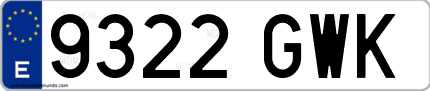 Ejemplo de matrícula de coche ordinaria 9322 GWK