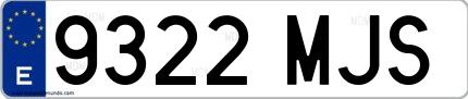 Ejemplo de matrícula española 9322 MJS