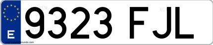 Ejemplo de matrícula española 9323 FJL