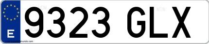 Ejemplo de matrícula española 9323 GLX