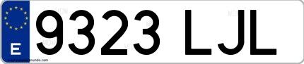 Ejemplo de matrícula española 9323 LJL