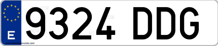 Ejemplo de matrícula de coche ordinaria 9324 DDG