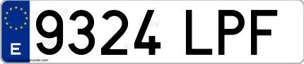 Ejemplo de matrícula española 9324 LPF