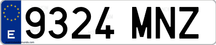 Ejemplo de matrícula de coche ordinaria 9324 MNZ
