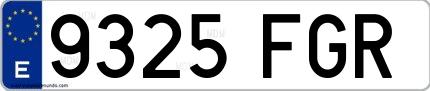 Ejemplo de matrícula española 9325 FGR