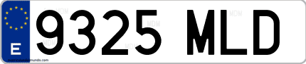 Ejemplo de matrícula de coche ordinaria 9325 MLD