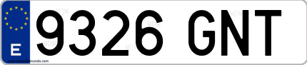 Ejemplo de matrícula de coche ordinaria 9326 GNT
