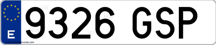 Ejemplo de matrícula de coche ordinaria 9326 GSP