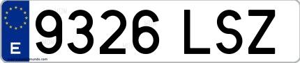 Ejemplo de matrícula española 9326 LSZ