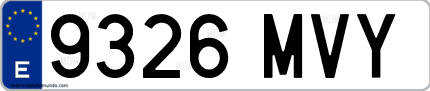 Ejemplo de matrícula de coche ordinaria 9326 MVY
