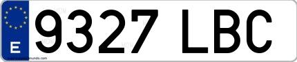 Ejemplo de matrícula española 9327 LBC