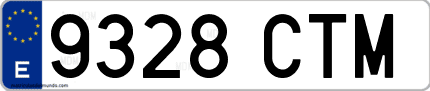 Ejemplo de matrícula de coche ordinaria 9328 CTM