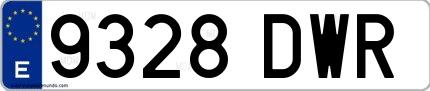 Ejemplo de matrícula española 9328 DWR