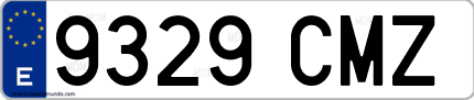Ejemplo de matrícula de coche ordinaria 9329 CMZ