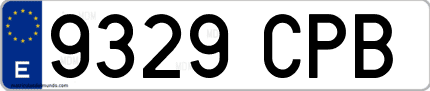 Ejemplo de matrícula de coche ordinaria 9329 CPB