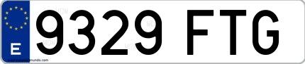 Ejemplo de matrícula española 9329 FTG
