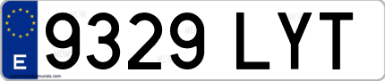 Ejemplo de matrícula de coche ordinaria 9329 LYT
