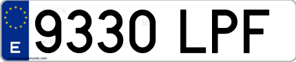 Ejemplo de matrícula de coche ordinaria 9330 LPF