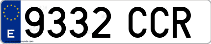 Ejemplo de matrícula de coche ordinaria 9332 CCR