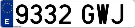 Ejemplo de matrícula española 9332 GWJ