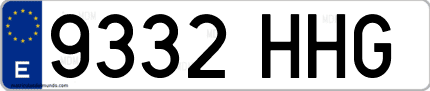 Ejemplo de matrícula de coche ordinaria 9332 HHG