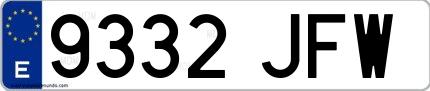 Ejemplo de matrícula española 9332 JFW