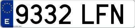 Ejemplo de matrícula española 9332 LFN