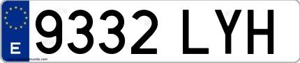 Ejemplo de matrícula de coche ordinaria 9332 LYH