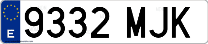 Ejemplo de matrícula de coche ordinaria 9332 MJK