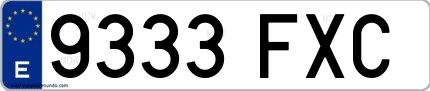 Ejemplo de matrícula de coche ordinaria 9333 FXC