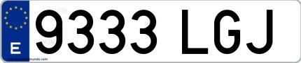Ejemplo de matrícula española 9333 LGJ