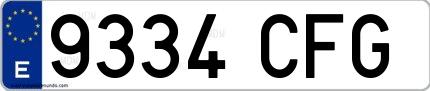 Ejemplo de matrícula española 9334 CFG
